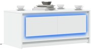 vidaXL Mesa de centro com luzes LED derivados de madeira branco