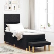 vidaXL Cama Box Spring com Colchão &amp; Banco Preto 80x200 cm Tecido
