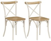 vidaXL Cadeiras costas cruz 2 pcs mangueira maciça branco