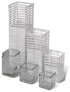 3 pcs suporte para velas tecelagem artesanal branco