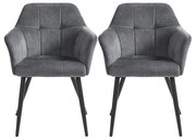 Conjunto de 2 cadeiras de jantar SONGMICS, cadeiras de cozinha, cadeiras estofadas, pernas de metal, encosto alto, capa de veludo para sala de estar, quarto, sala de jantar, cinza LDC071G02