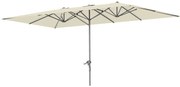 Outsunny Chapéu de Sol Duplo 4,5x2,6 m Jardim Manivela Mastro Alumínio Impermeável Proteção UV50+ Resistente Creme | Aosom Portugal