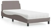 Cama com colchão 80x200 cm tecido castanho-acinzentado