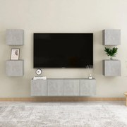 vidaXL 6 pcs conjunto de móveis de TV contraplacado cinzento cimento