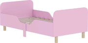 AIYAPLAY Estrutura de cama infantil, Estrutura de cama individual para crianças, grade de proteção, cama pequena para quarto infantil, MDF, sem colchão, Rosa | Aosom Portugal