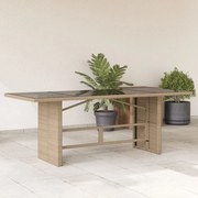 vidaXL Mesa de jardim com tampo de vidro 190x80x75 cm vime PE bege