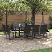 vidaXL Conjunto de Jantar Jardim de 11 Peças com Almofadas, Aço e Textileno