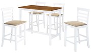 vidaXL Mesa e cadeiras de bar 5 pcs madeira maciça castanho e branco