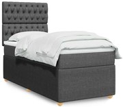 vidaXL Cama com molas/colchão 90x190 cm tecido cinza-escuro