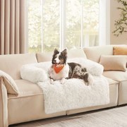 Cama para cães sofás XL quente e confortável 110 x 95 x 18 cm branco nuvem