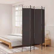 vidaXL Biombo/divisória com 4 painéis 160x220 cm tecido castanho