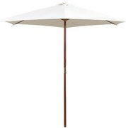 vidaXL Guarda-sol com mastro em madeira 270x270 cm branco nata