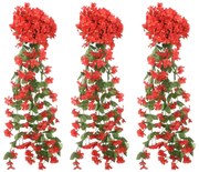 Grinaldas de flores artificiais 3 pcs 85 cm vermelho