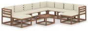 11 pcs conjunto lounge para jardim com almofadões cor creme