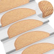 vidaXL Tapetes escada adesivos aspeto sisal 15 pcs cor de sisal
