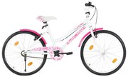vidaXL Bicicleta de criança roda 24" rosa e branco