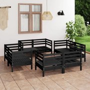 8 pcs conjunto lounge de jardim pinho maciço preto