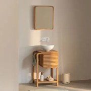 Conjunto De Móvel De Casa De Banho Em Madeira De Teca Bradley Cerâmica Branca Redonda Ø30 Cm Calgari & Rectangular - Sklum