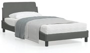 vidaXL Estrutura de cama sem colchão 100x200 cm tecido cinzento-escuro