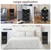 Mesa de cabeceira Morden de madeira com 2 gavetas de vime e rattan