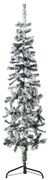 vidaXL Meia árvore de Natal fina com flocos de neve 150 cm