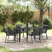 vidaXL Conjunto de Jantar de Jardim 5 Peças Preto em Rattan Sintético