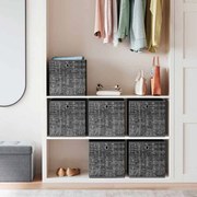 Conjunto de 6 Caixas de arrumação 33 x 33 x 33 cm preto mosqueado