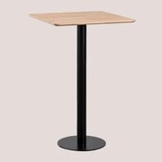 Mesa Alta De Bar Quadrada Em Lâmina De Freixo Frappe ↔︎ 60 Cm & Preto - Sklum