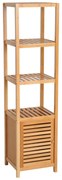 HOMCOM Estantes bambu para o banheiro 4 Níveis 1 Porta Armário alto Livraria Organizador 36x33x140 cm | Aosom Portugal