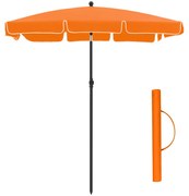 Guarda-sol retangular 2 x 1,25 m, UPF 50+, inclinável, tecido PA, cor laranja, sem base