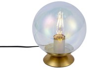 Candeeiro de mesa Art Déco latão com vidro fumado arco-íris - Pallon Chique de hotel