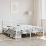 Estrutura de cama com cabeceira e pés 200x200 cm metal branco