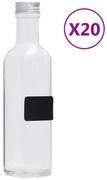 vidaXL Garrafas de vidro com tampa de rosca 20 pcs quadradas 250 ml
