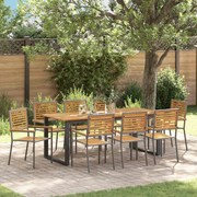 vidaXL Conjunto de Jantar para Jardim 9 pcs Cinzeto 200 x 90 x 75 cm