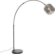 Candeeiro de Arco Preto com Dourado e Vidro Fumê - Zuzanna