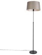 Candeeiro de pé preto com abajur de linho bege 45 cm ajustável - Parte Country / Rústico