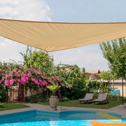 Toldo Vela Triângulo tipo Guarda-sol para Varanda Jardim ou Campismo - Cor: Areia - Polietileno - 6 x 6 x 6 m
