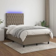 vidaXL Cama box spring colchão/LED 120x200cm tecido cinza-acastanhado