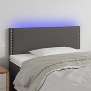 vidaXL Cabeceira cama c/ LED 100x5x78/88cm couro artificial cinzento