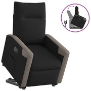 vidaXL Poltrona reclinável elevatória tecido preto