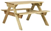vidaXL Mesa de piquenique com bancos 110x123x73 cm pinho impregnado