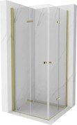 Mexen Lima Cabine de duche dobrável Duo 90 x 90 cm, transparente, dourada - 856-090-090-50-00-02