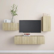 vidaXL 4 pcs conjunto de móveis TV derivados madeira carvalho sonoma