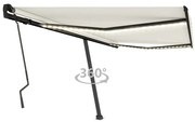 Toldo retrátil manual com LED 400x300 cm cor creme