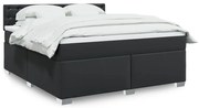 vidaXL Cama com molas/colchão 180x200 cm couro artificial preto