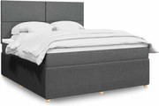 vidaXL Cama com molas/colchão 180x200 cm tecido cinzento-escuro