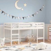 Cama alta p/ criança c/ escada 90x190 cm pinho maciço branco