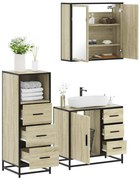 vidaXL 3 pcs conj. móveis casa banho derivados madeira carvalho sonoma