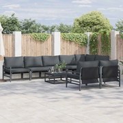vidaXL Conjunto de Sofá de Jardim 8 pcs Cinzento-escuro Aço