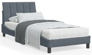 vidaXL Cama com colchão 90x200 cm veludo cinzento-escuro